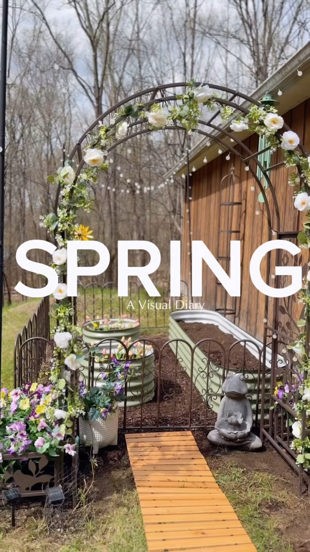 Spring has sprung in the garden 🌸🌿 love this beautiful arbor from Plow & Hearth! It’s held up so beautifully all winter long ☀️

#LTKHome #LTKmorningroutine #LTKSeasonal
