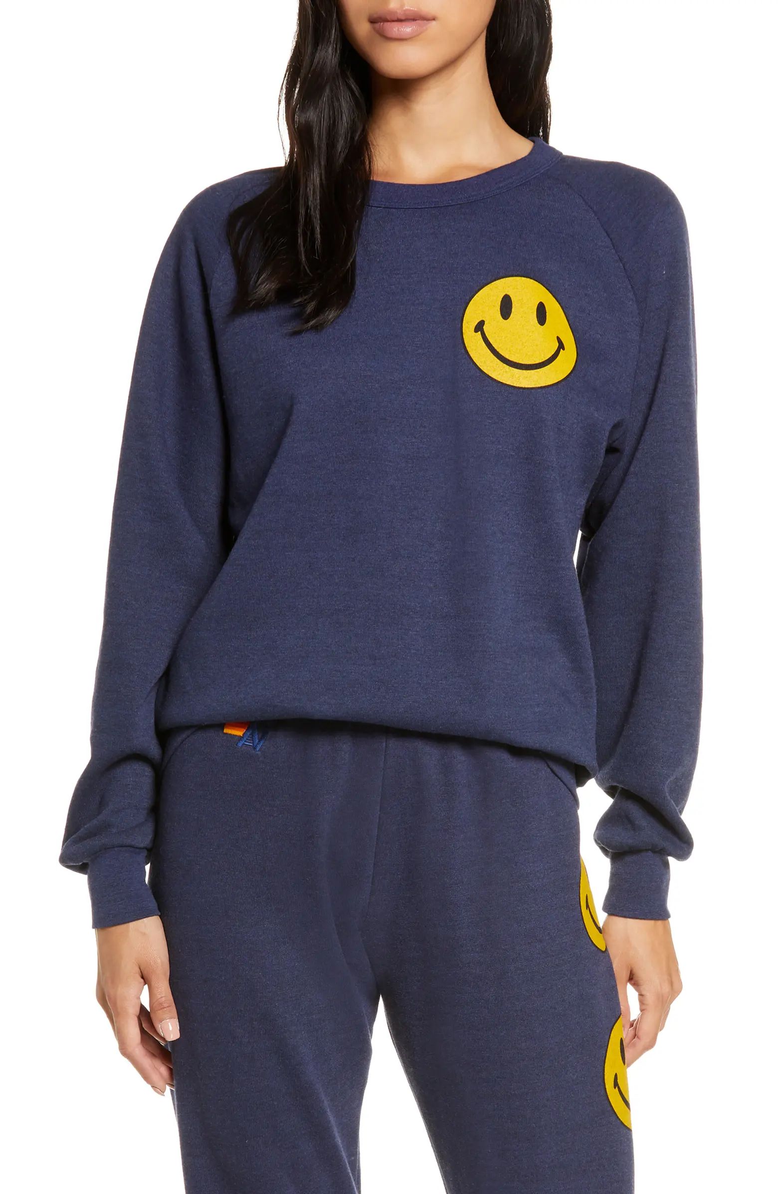 Aviator Nation x Smiley Graphic Crewneck Sweatshirt | Nordstrom | Nordstrom