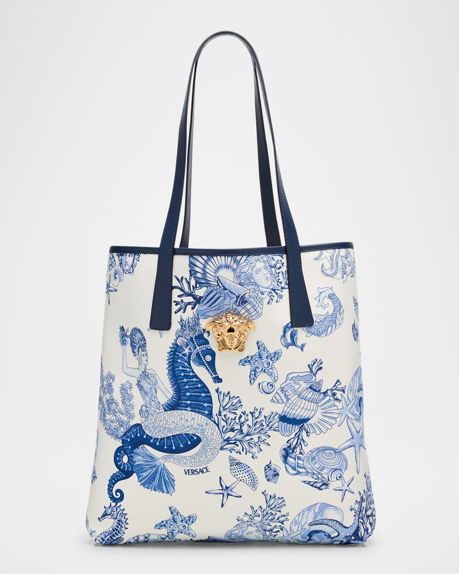 La Medusa Coral Theater Allover Canvas Tote Bag | Neiman Marcus