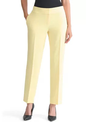 Kasper Women's Stretch Crepe Slim Leg Pants, Yellow, 18 | Belk