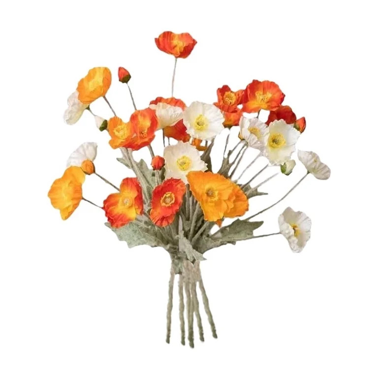madengdeng 6pcs Artificial Poppy Flowers Silk Fake Poppy Flowers with Stems Faux Spring Flowers R... | Walmart (US)