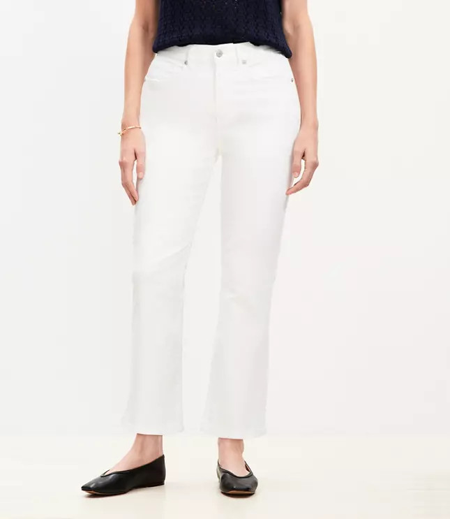 Curvy High Rise Kick Crop Jeans in White | LOFT