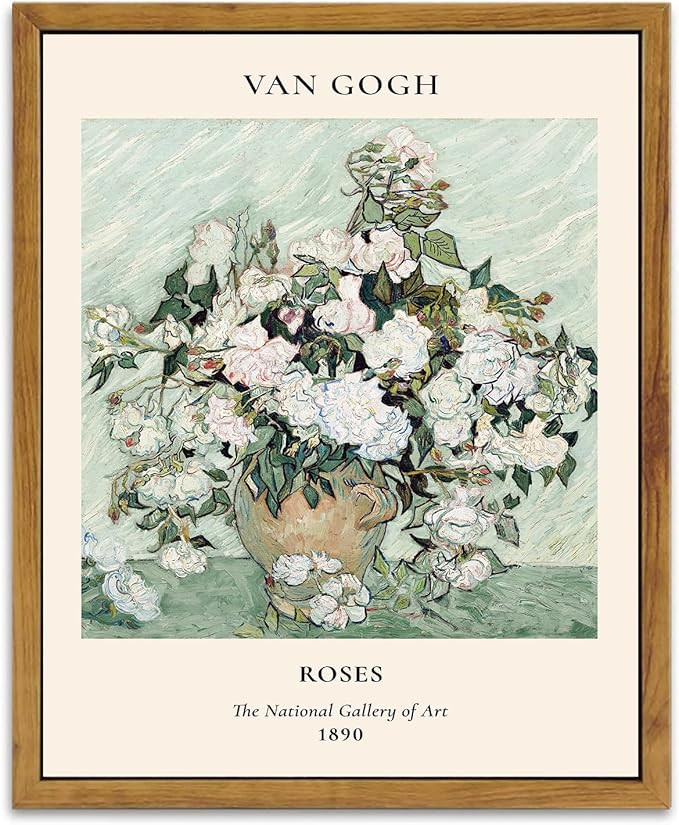 KBKBART Sage Green Framed Canvas Wall Art, Abstract Van Gogh Wall Art Exhibition Posters, Vintage... | Amazon (US)