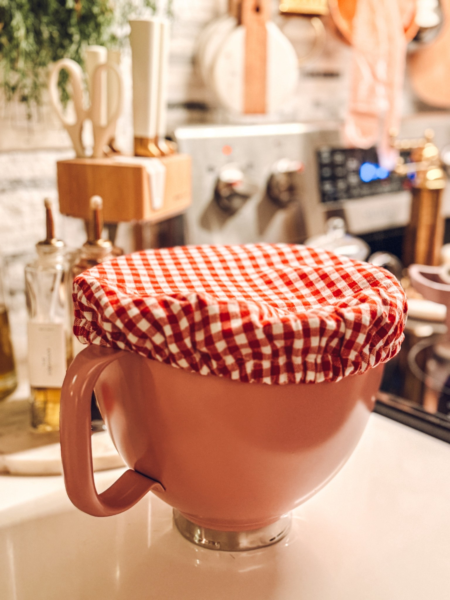 Red gingham bowl cover 

#LTKHome