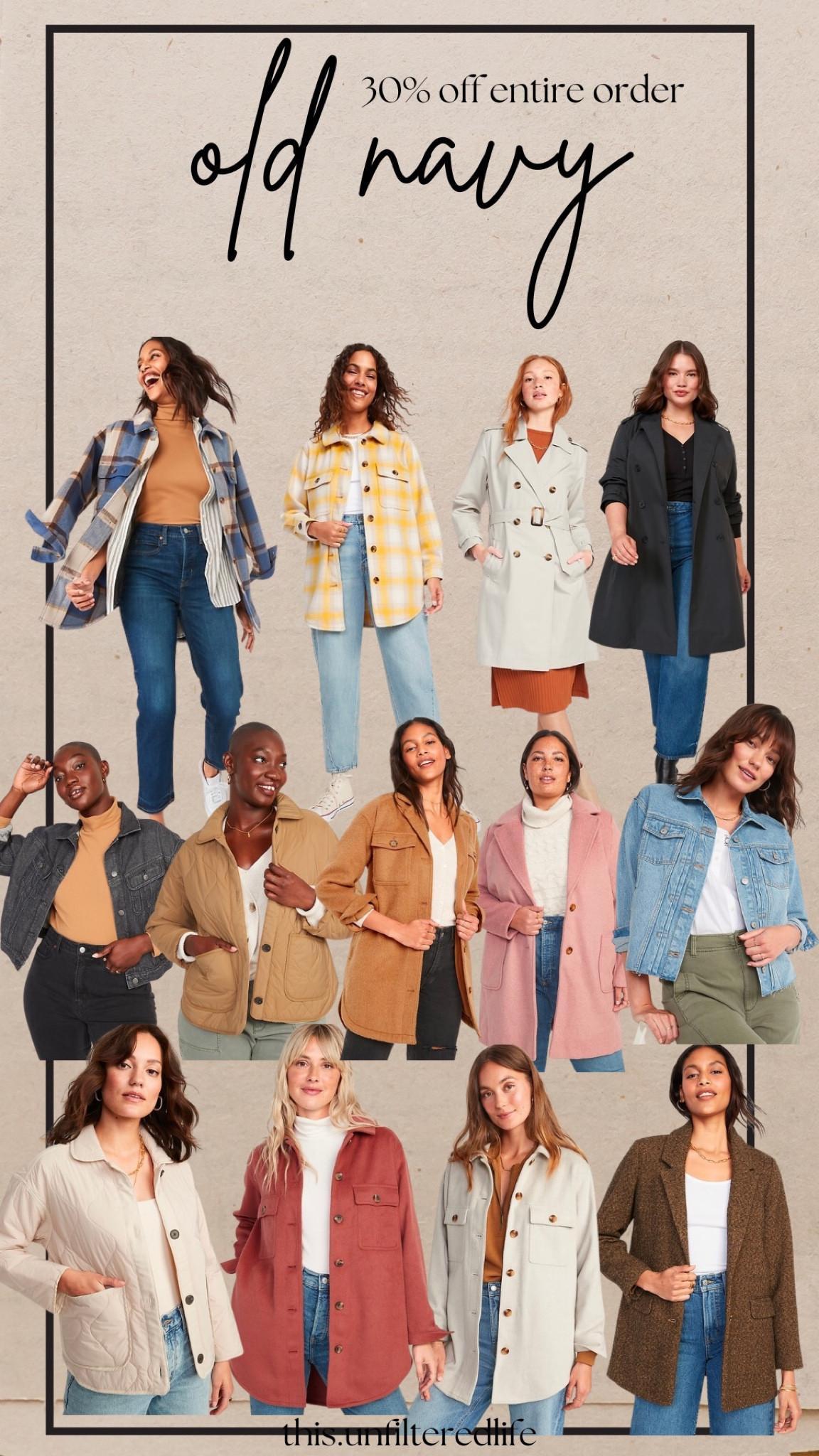 30% off entire order at old navy

Fall stackers / fall outfits / fall jackets / straight jeans / mom jeans / old navy / old navy sale / toddler outfits / toddler boy / toddler girl / affordable style / fall dresses / wedding guest dresses 

#LTKsalealert #LTKcurves #LTKSeasonal