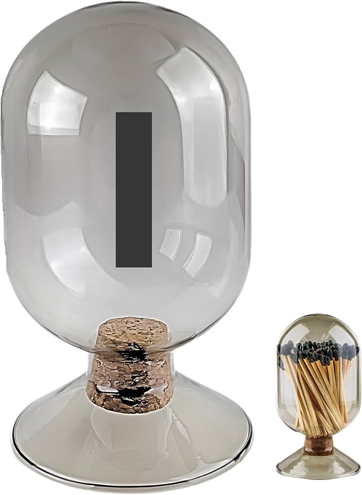 8oz Glass Matches Cloche Jar | Holds Cotton Swabs, Toothpicks, Etc. | Decorative Upside Down Matc... | Amazon (US)