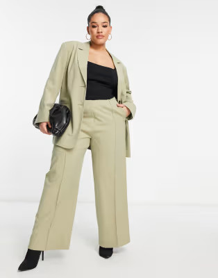 ASOS DESIGN Curve commuter suit blazer in sage | ASOS (Global)