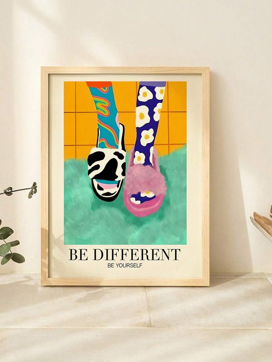 SURELIFE 1pc Modern Minimalist Abstract Slippers Osters And Prints Canvas Paintings Wall Art Pict... | SHEIN