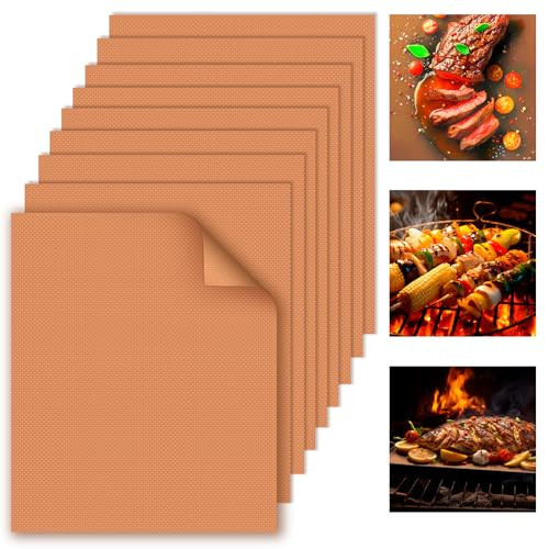 WIBIMEN Grill Mats for Outdoor Grill, Copper 9pcs Grill Mat, 100% Non-Stick PFOA Free 15.75 x 13", Heavy Duty, Reusable and Easy to Clean - Gas Charcoal & Electric BBQ | Amazon (US)