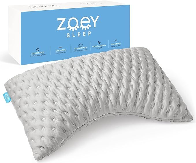 Zoey Sleep Side Sleep Pillow for Neck and Shoulder Pain Relief - Adjustable Memory Foam Bed Pillo... | Amazon (US)