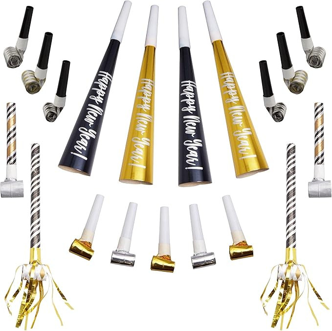 amscan New Year's 2025 Horns & Blowouts Mega Value Pack | 50 Pcs, One Size, Multicolor | Amazon (US)