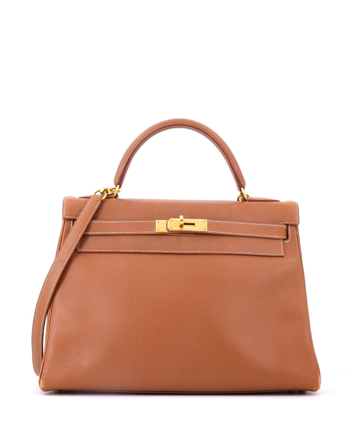 Pre-Owned HERMES Kelly 32 Handbag Brown Courchevel with Gold Hardware - Brown | Macy's