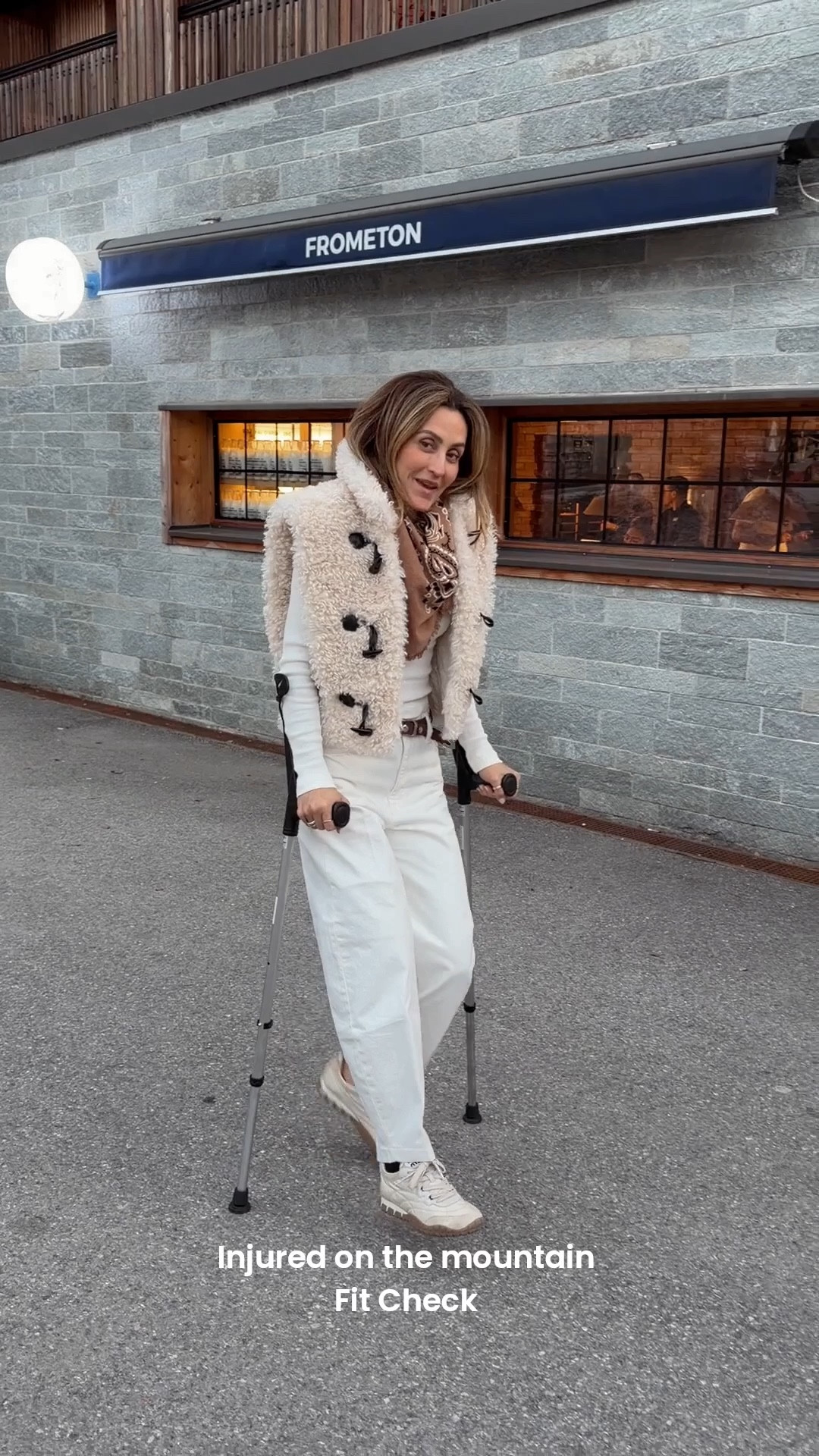 Injured on the mountain 🏔️ dinner fit check! Love these jeans so much and they work really well with my braces. Glad I got to wear my sheepskin vest, it’s perfect for a ski town!! Size 34 on jeans and vest! Xá on thermal 

#LTKgrwm #LTKootd #LTKOver40