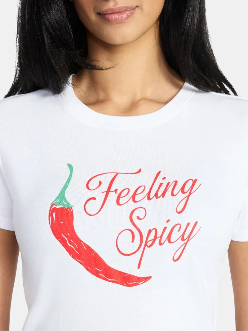 Feeling Spicy Women's Graphic Baby Tee with Short Sleeves, Sizes XXS-XXL | Walmart (US)