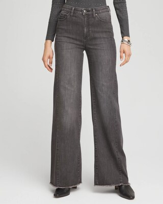 Women's Wide Leg Frayed Hem Jeans in Gray | Chico's | Chico's
