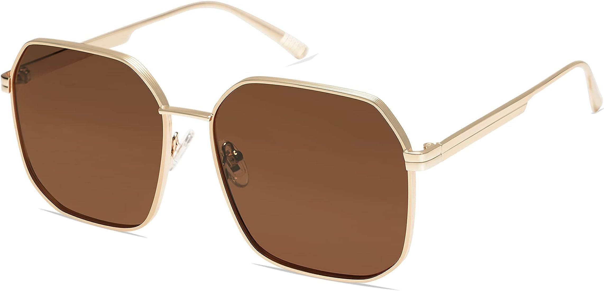 Retro Square Polarized Sunglasses for Women Vintage Square Shades UV400 Large Metal Frame Riley S... | Amazon (US)
