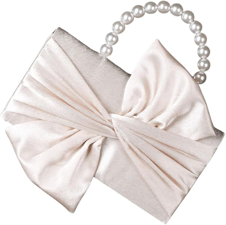 SweatyRocks Women's Elegant Bow Knot Ruched Satin Evening Bags Clutch Purses | Amazon (US)