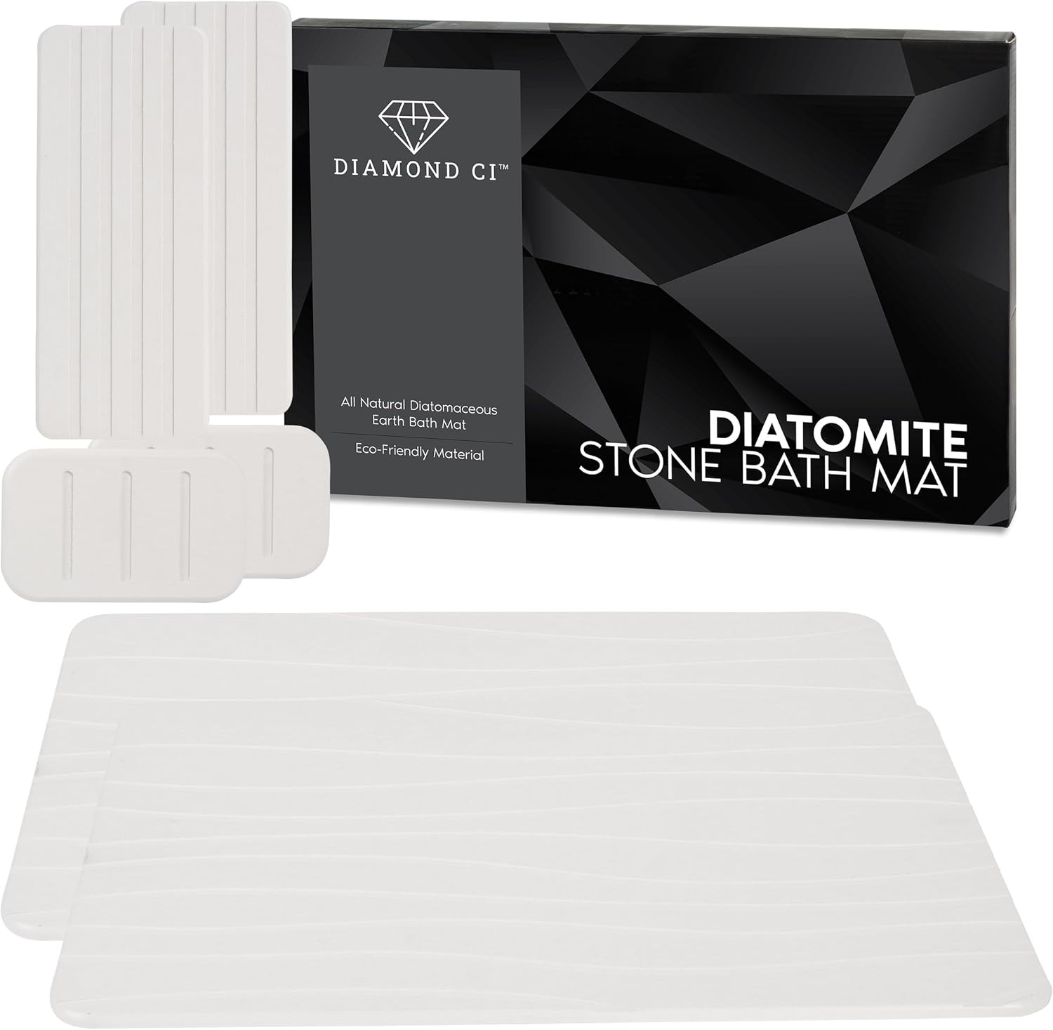 Diamond Ci Diatomite Stone Bath Mat, 23.5 x 15 Inches Mat, Set of 6 Drying Stone Bath Mats for Ba... | Amazon (US)