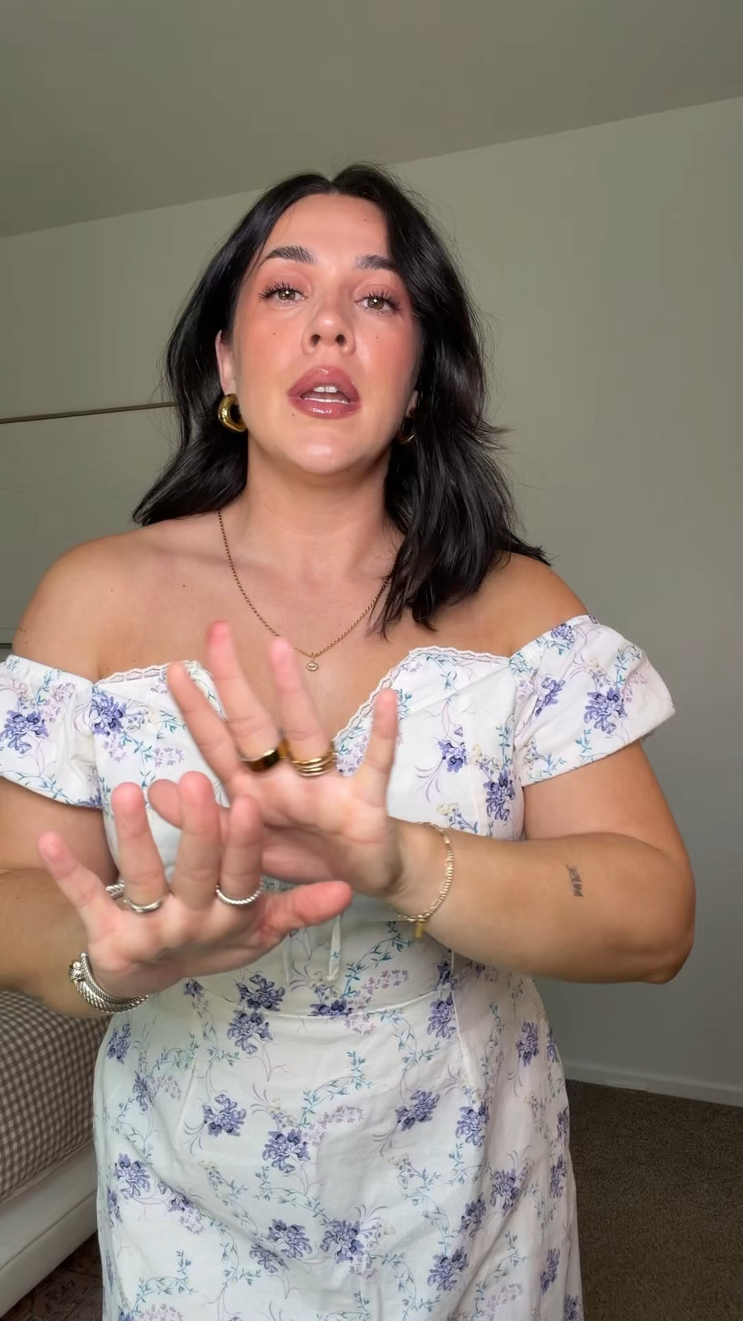 Size L for me, it’s smocked and very flattering. Stitch gun 10/10. Walmart spring dresses. 

#LTKootd #LTKMothersDay #LTKMidsize