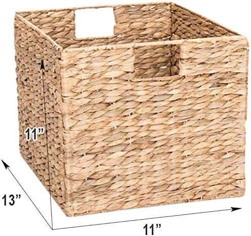 Westerly 4 Decorative Hand-Woven Small Water Hyacinth Wicker Storage Basket, 13x11x11 Perfect for Sh | Amazon (US)