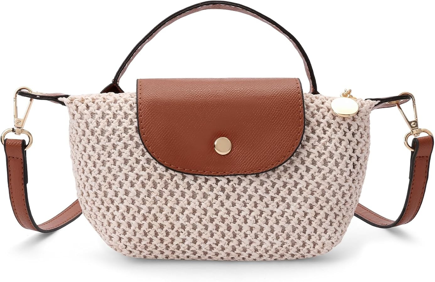 RNIEGA Mini Straw Braided Handbag for Women Leather Lightweight Crossbody Bag | Amazon (US)