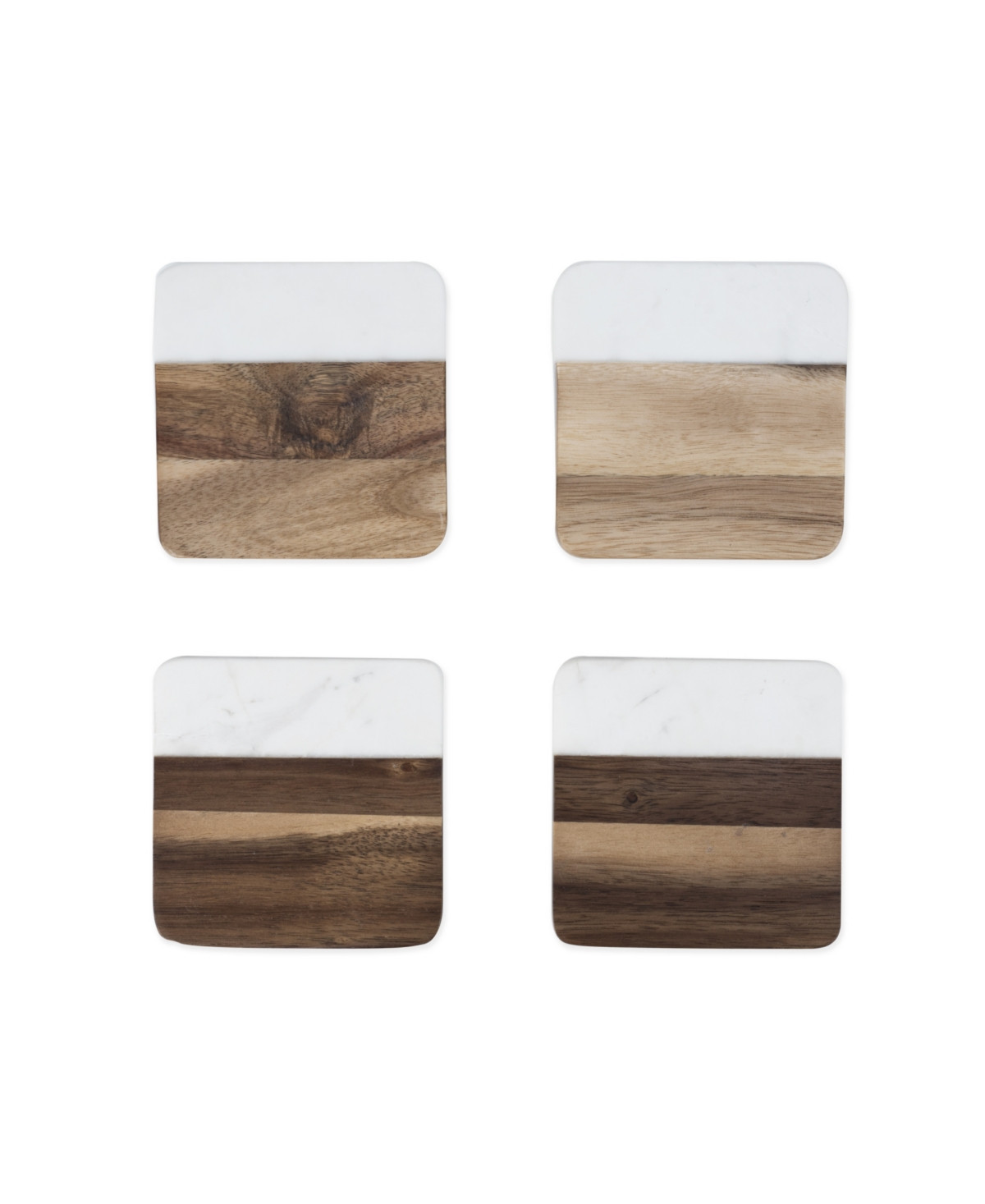 Twine Marble Acacia Coaster Set - White | Macy's