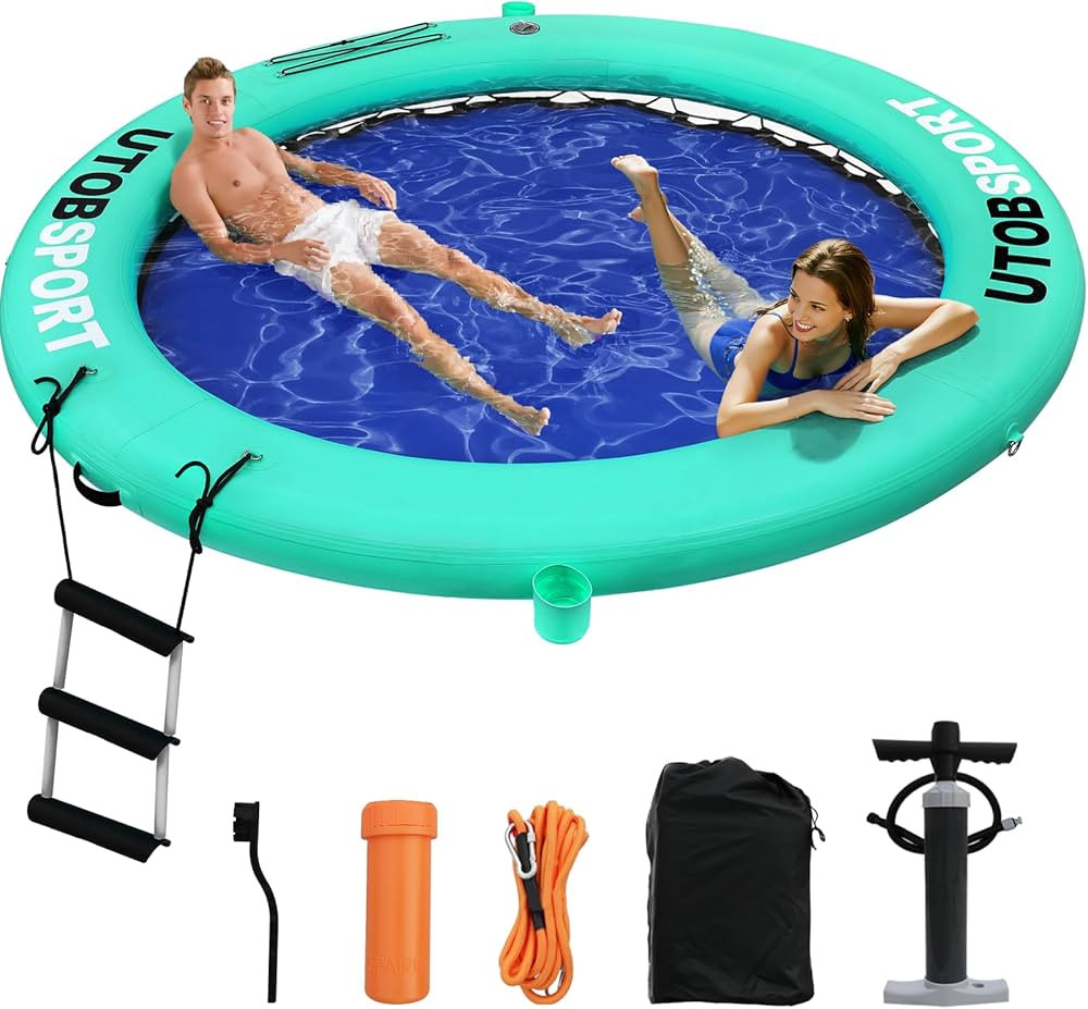 Inflatable Water Hammock Floating Dock 8x8 FT Water Floating Island Raft for Lake Boat Pool Ocean... | Amazon (US)