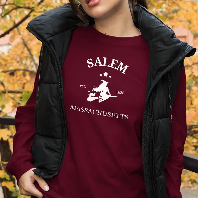Salem Massachusetts Crewneck Halloween Sweatshirt I Fall Sweatshirt Witch Unisex Long Sleeve Tee ... | Etsy (US)