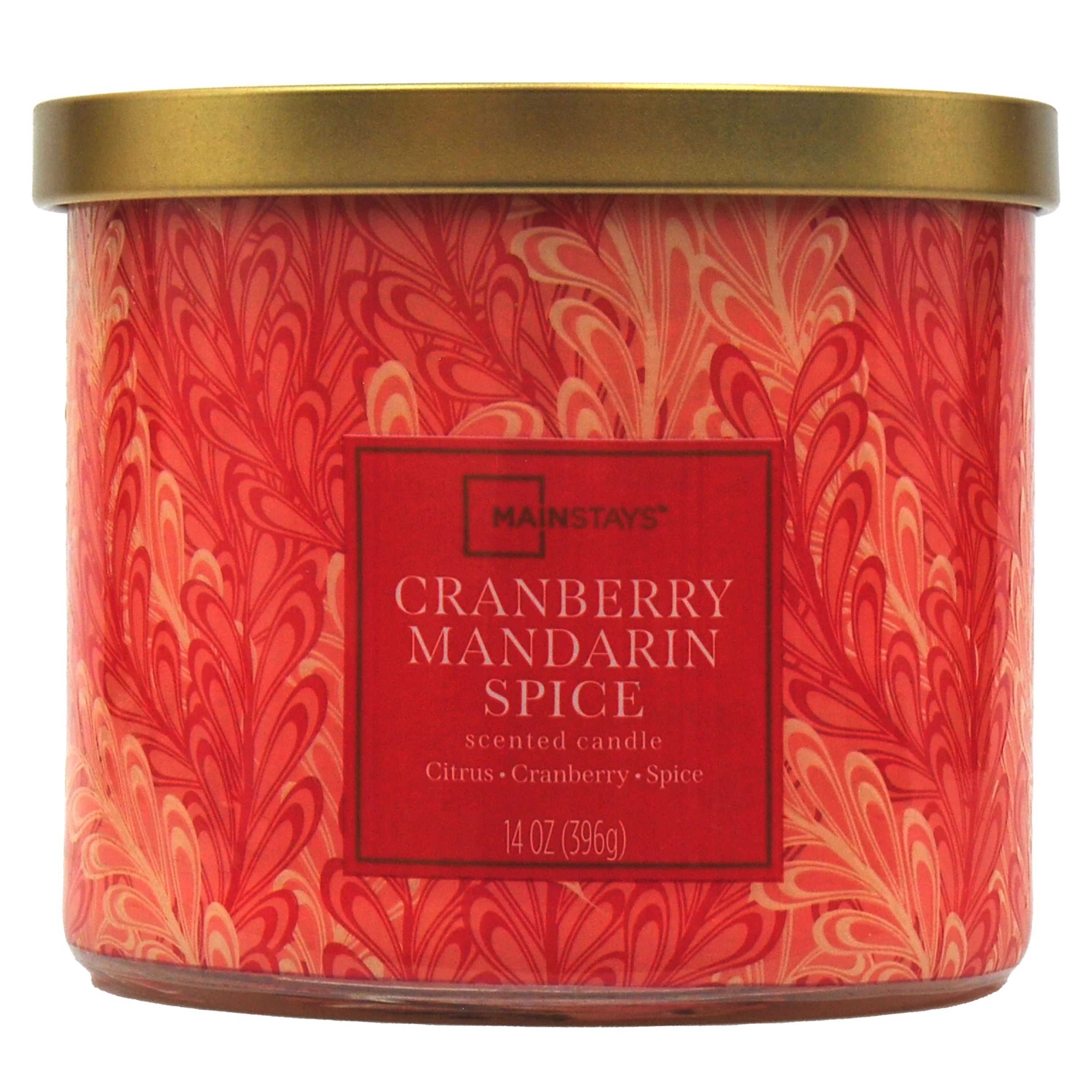 Mainstays Textured Wrap 3 Wick Cranberry Mandarin Spice Candle, 14 Ounce | Walmart (US)