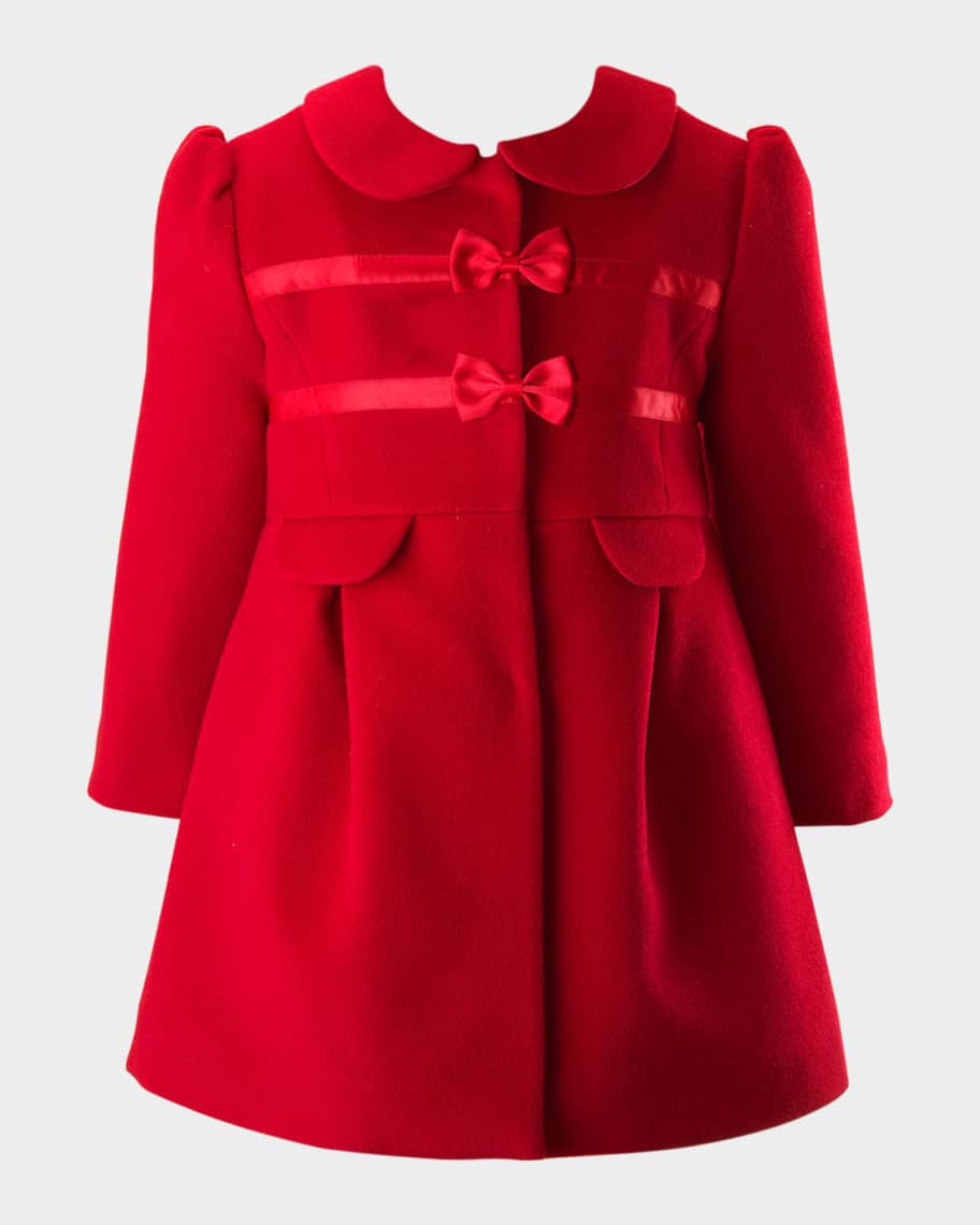 Rachel Riley Girl's Wool Bow Trim Coat, Size 2-10 | Neiman Marcus
