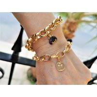Gold Chunky Chain Bracelet With Charm, Butterfly Stacking For Women, Cross Gift Her | Etsy (UK)