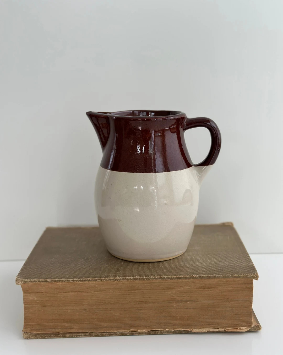 Vintage Stoneware Pitcher, Brown Dipped Pitcher - Etsy | Etsy (US)