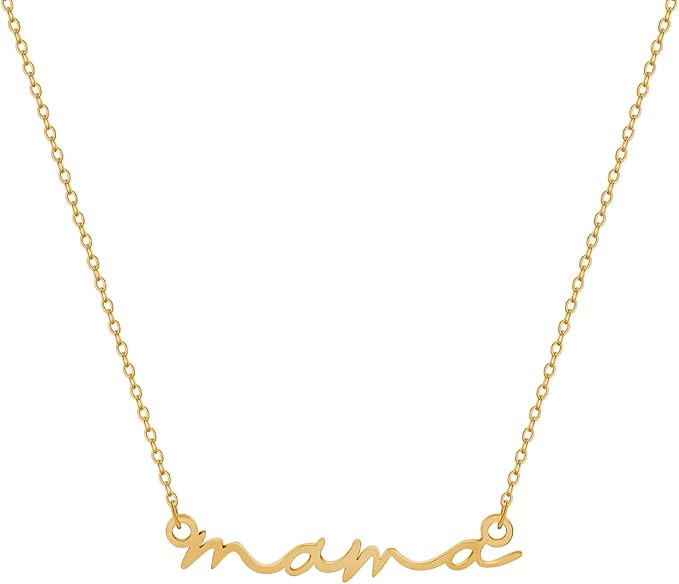SLOONG Mama Necklace14K Gold Plated Dainty Mother and Daughter Matching Gift for New Mom Boyfrien... | Amazon (US)
