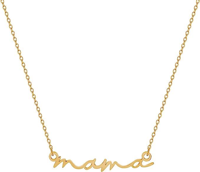 SLOONG Mama Necklace14K Gold Plated Dainty Mother and Daughter Matching Gift for New Mom Boyfrien... | Amazon (US)