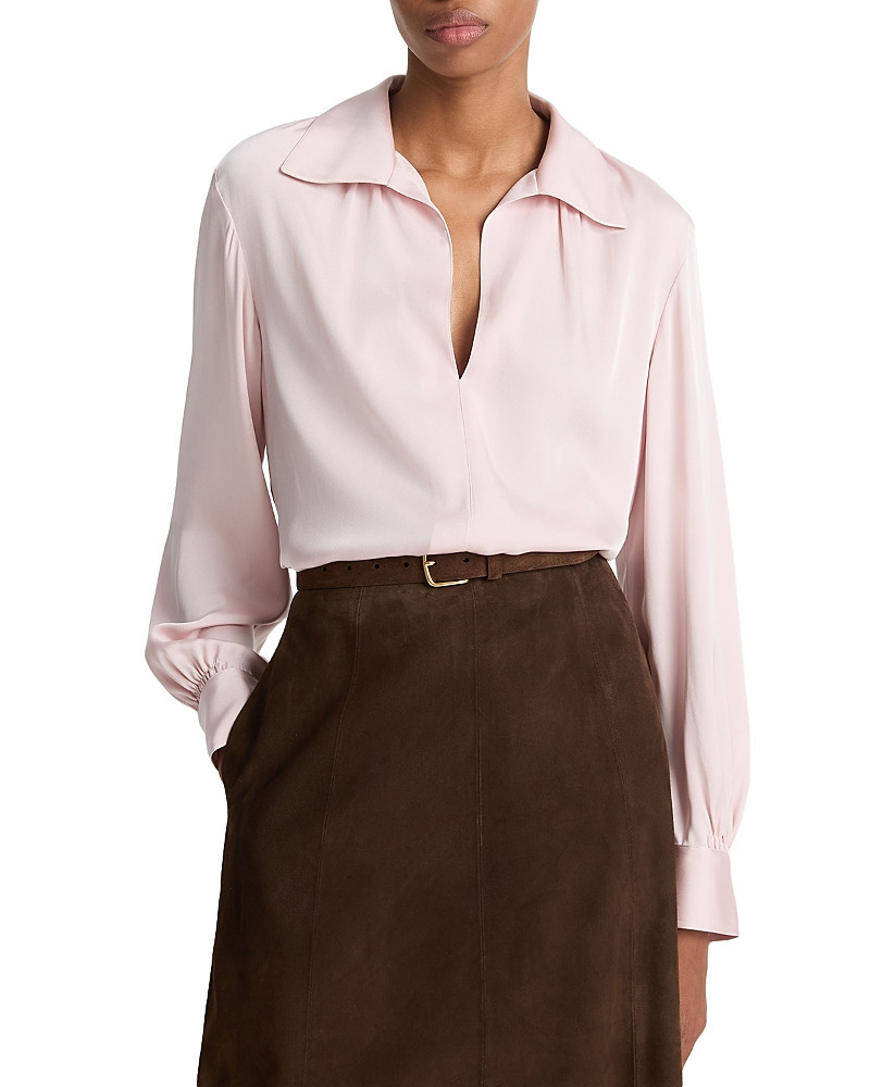 Vince Placed Smocked Long Sleeved Blouse | Bloomingdale's (US)