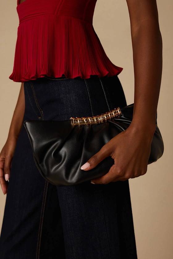 Palmer Black Ruched Crossbody Clutch | Lulus