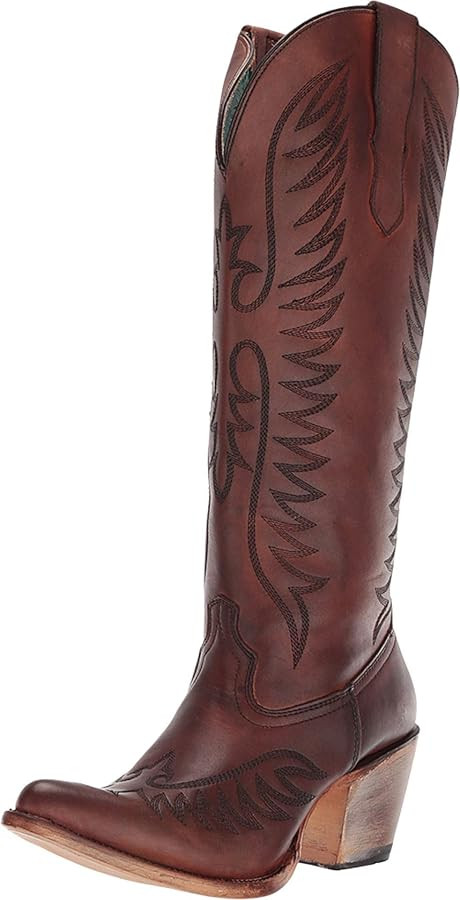 Corral Boots Women's Embroidery Tall Top Snip Toe Western Cowgirl Style Leather Knee-High Boots | Amazon (US)