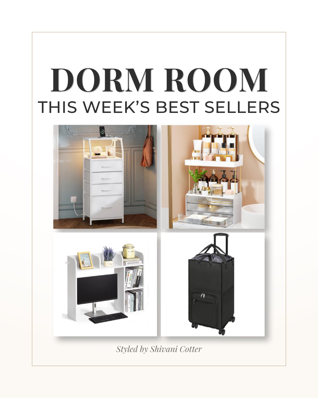 This Week's Dorm Room Best Sellers 🤍
These practical dorm finds were in high demand this week and tend to sell out fast during move-in season.

From space-saving storage and dorm desk shelves to rolling laundry hampers and organizers that make tiny spaces feel functional, these are the kinds of dorm essentials that make move-in so much easier.

If you’re planning a dorm room, start with the items that add storage, organization, and everyday function without taking up extra space.

This week’s best sellers include:
• tall dorm nightstands with charging stations
• dorm desk hutch organizers
• bathroom and makeup organizers
• rolling laundry hampers for college
• small space dorm storage ideas
• college dorm essentials
• dorm organization must haves
• move in day favorites
#dormbestsellers #dormroom #dormessentials

#LTKHome
