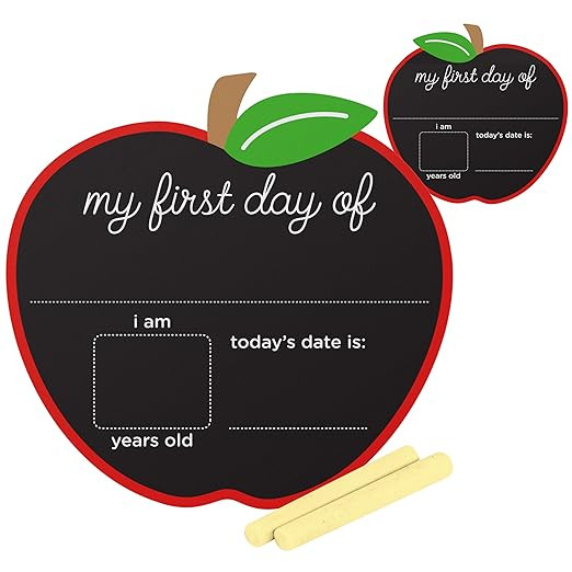 Pearhead First and Last Day of School Chalkboard, Reusable Apple-Shaped Double-Sided Fill-In Boar... | Amazon (US)