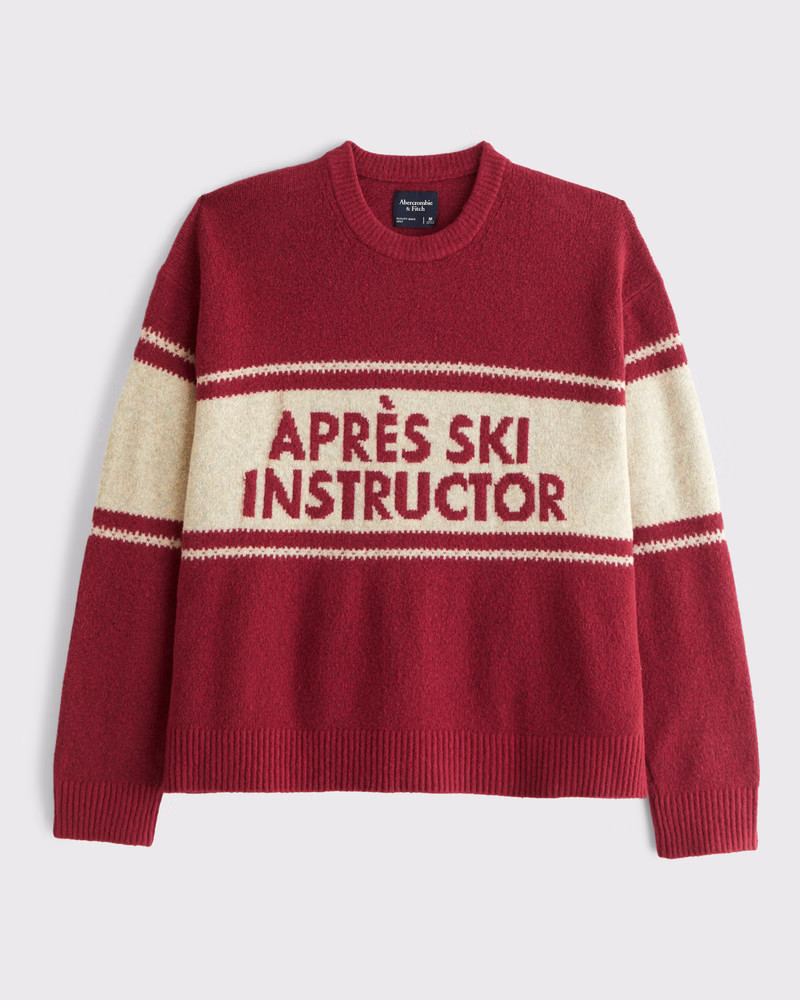 Men's Oversized Holiday Graphic Crew Sweater | Men's Tops | Abercrombie.com | Abercrombie & Fitch (US)