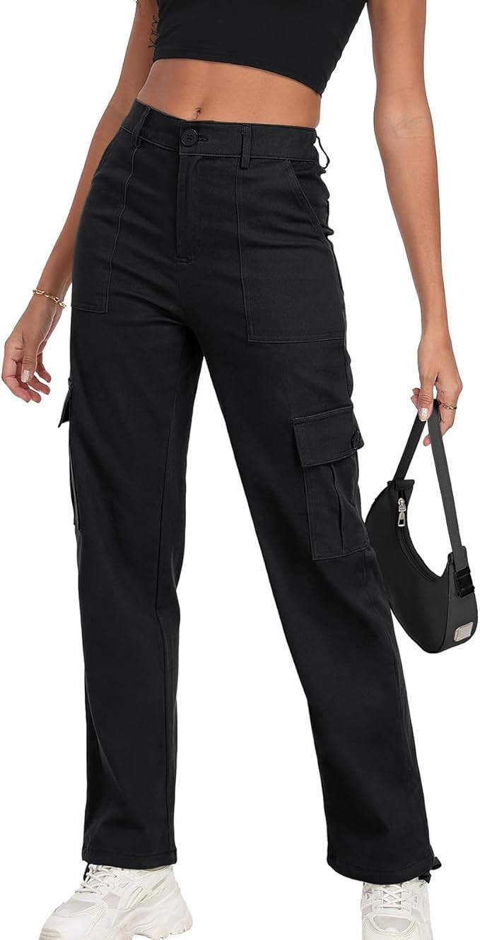 FREEOAK Women's High Waisted Cargo Pants Baggy Y2K Streetwear Stretchy Pants with 6 Pockets Ankle... | Amazon (US)