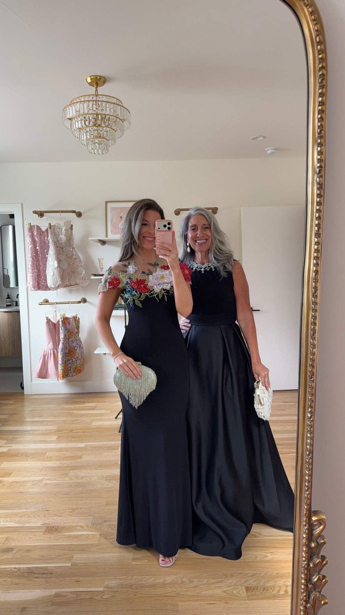 black gown with sheer floral embroidered neckline and short sleeves, black sleeveless gown with a beaded collar and satin skirt mom and me formal wedding guest and mother of the bride dresses 💍

mac duggal: emerson10

I’m 5’4” and wear a size small/2 

mom is 5’4” and wears a medium/6

fall wedding guest dresses, wedding guest dresses, cocktail dresses, semi-formal dresses, black tie wedding guest dresses, destination wedding guest dresses, garden party dresses, wedding guest outfit ideas, mom & me outfits, mom & me dresses, matching outfits, mother daughter outfits, family photo outfits, wedding guest dresses, mother of the bride, mother of the groom, wedding guest outfit ideas

#LTKSeasonal #LTKWedding #LTKOver40