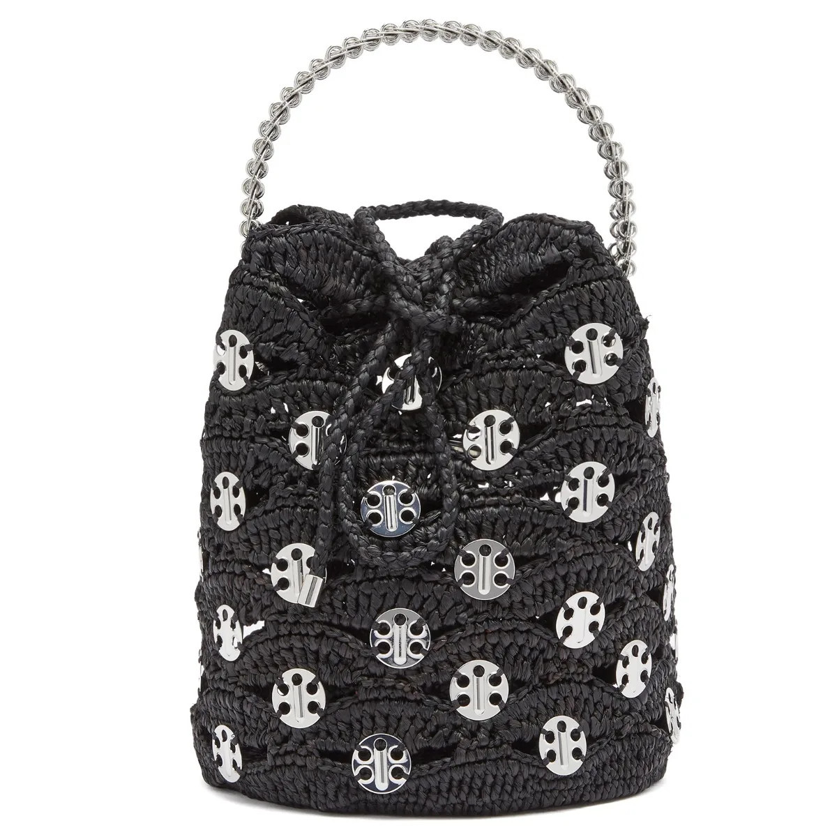 Paco Rabanne Women's Raffia Bucket Bag in Black&Silver | END. Clothing