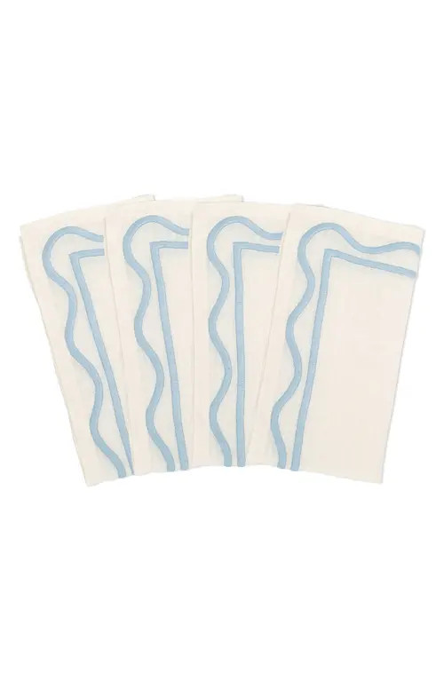 MISETTE Set of 4 Embroidered Linen Napkins in Color Block Blue at Nordstrom | Nordstrom