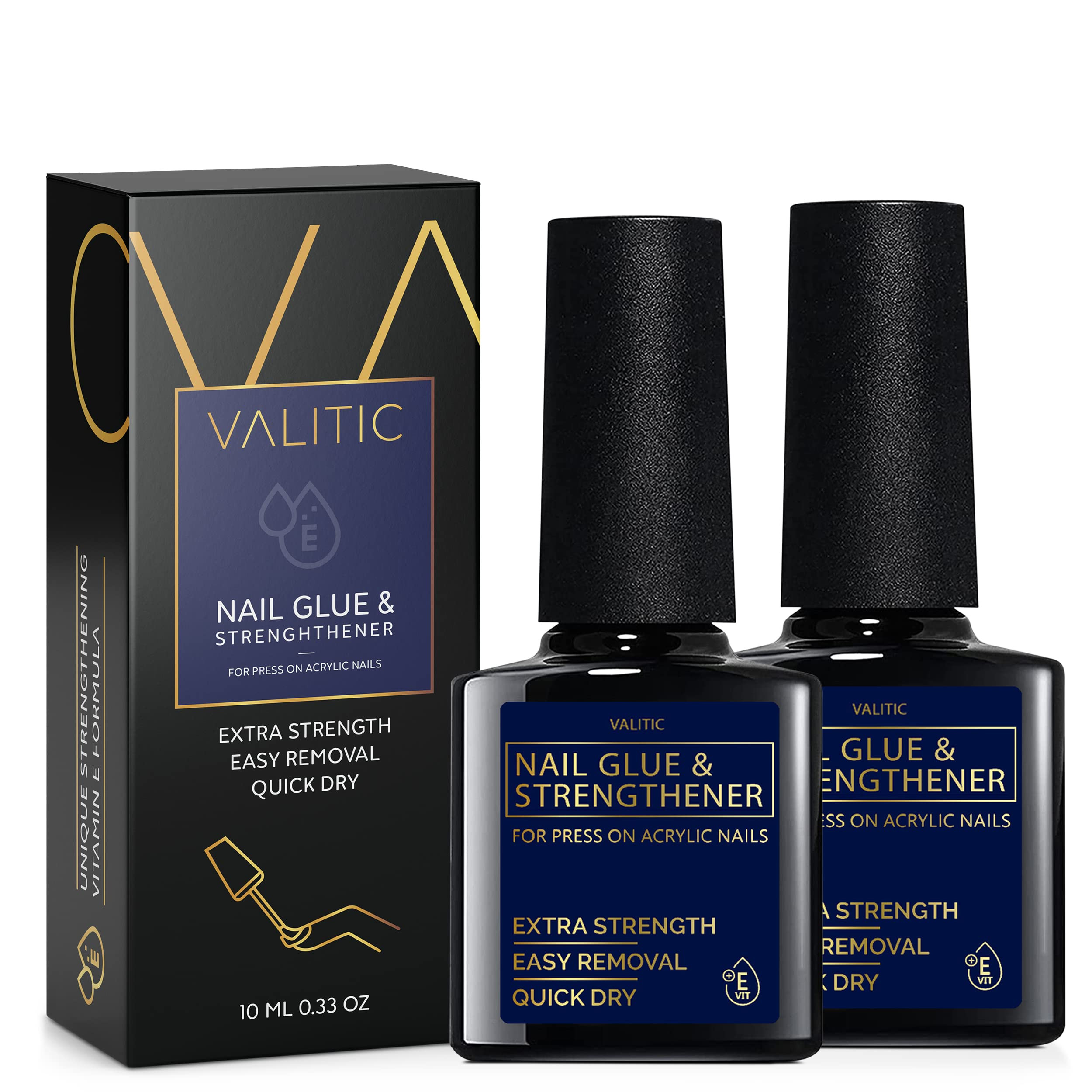 Valitic Strong Nail Glue and Strengthener for Acrylic and Press On Nails - Quick Dry Brush On Gel... | Amazon (US)