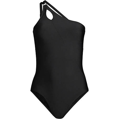Women's Chlorine Resistant Tummy Control One Shoulder One Piece Swimsuit Adjustable Strap | Lands' End (US)