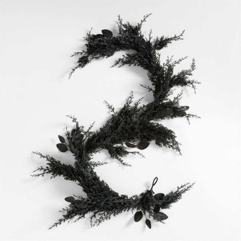 Faux Spooky Black Botanical Garland 6' | Crate & Barrel | Crate & Barrel