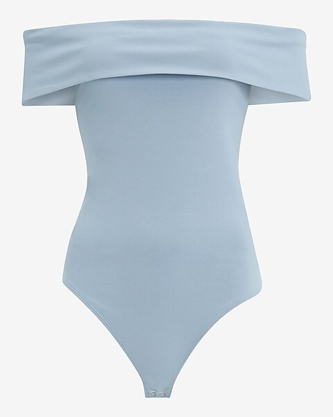 Body Contour Stretch Cotton Off The Shoulder Bodysuit | Express