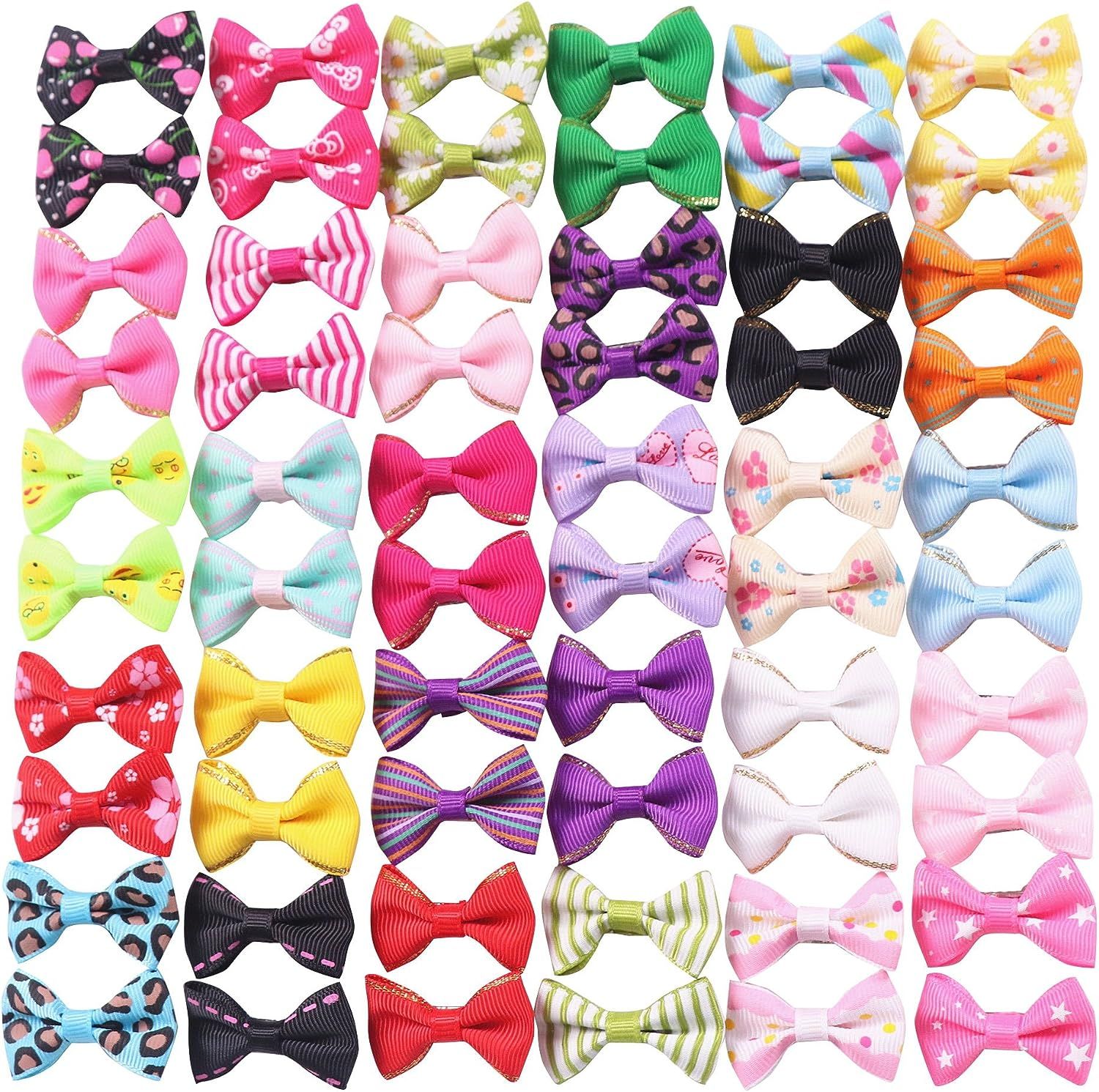 YAKA 60PCS (30 Paris) Cute Puppy Dog Small Bowknot Hair Bows with Metal Clips Handmade Hair Acces... | Amazon (US)