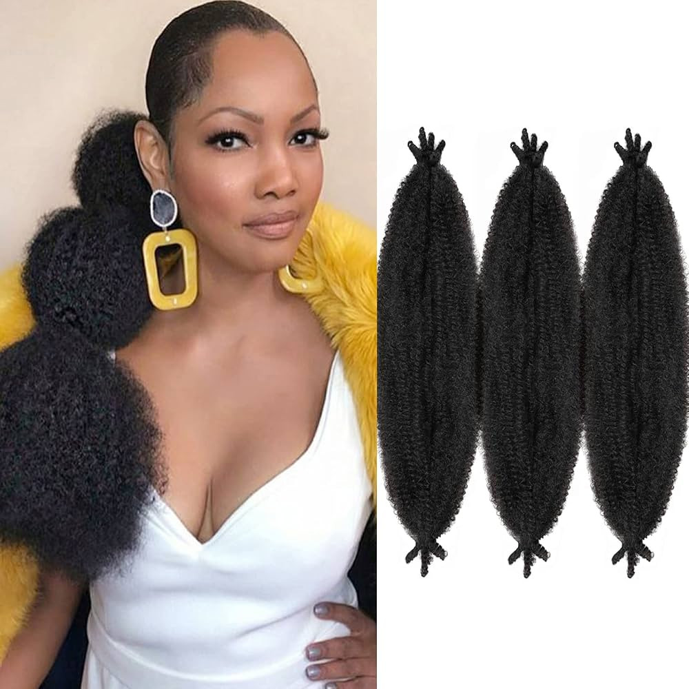 3 packs Springy Afro Twist Hair 16 inch Pre-Separated Kinky Marley Twist Braiding Hair Soft Pre-f... | Amazon (US)